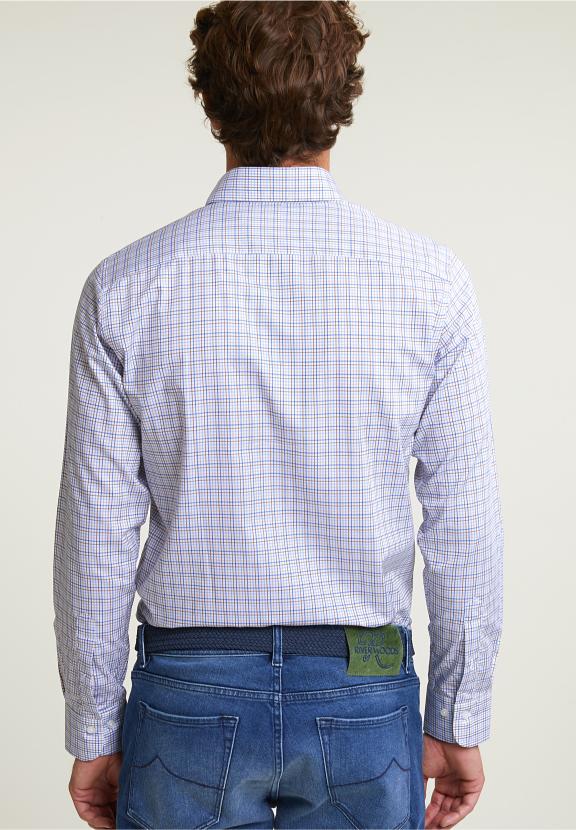 Custom Fit Checked Shirt Blue/Beige - Mix