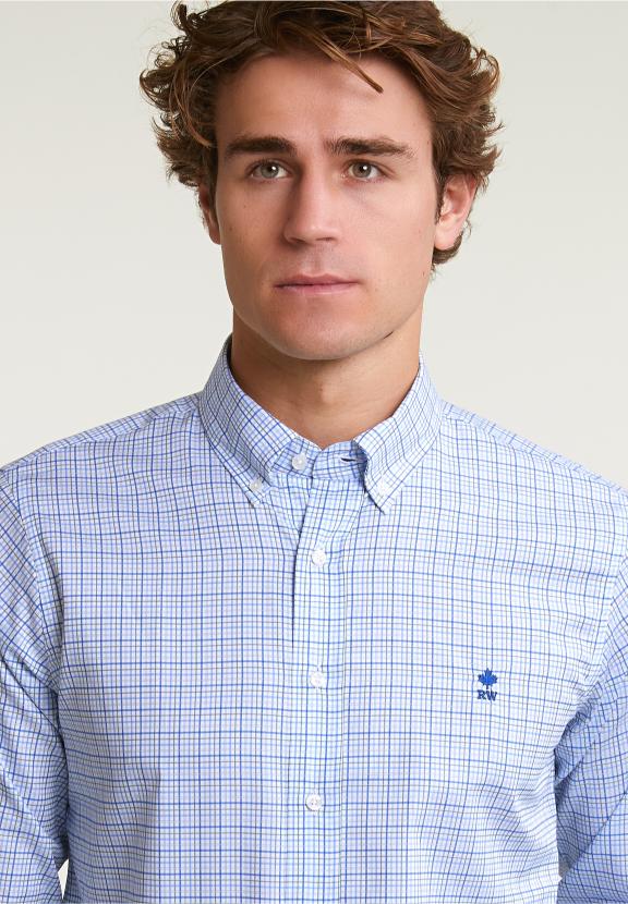 Custom Fit Checked Shirt Blue/Green - Mix