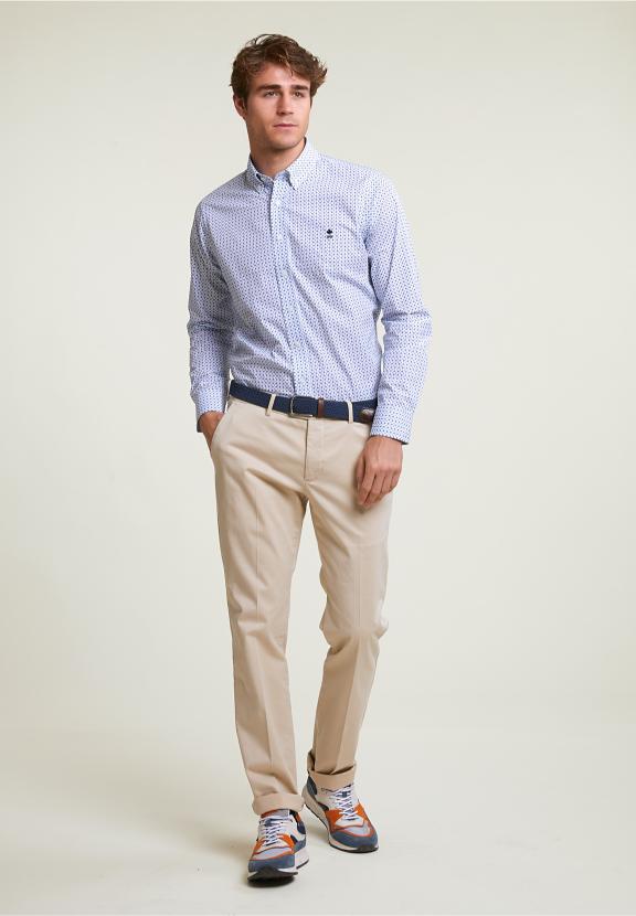 Custom Fit Cotton Fantasy Shirt Blue/White - Mix