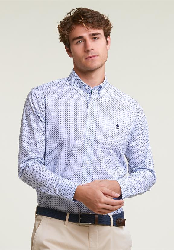 Custom Fit Cotton Fantasy Shirt Blue/White - Mix