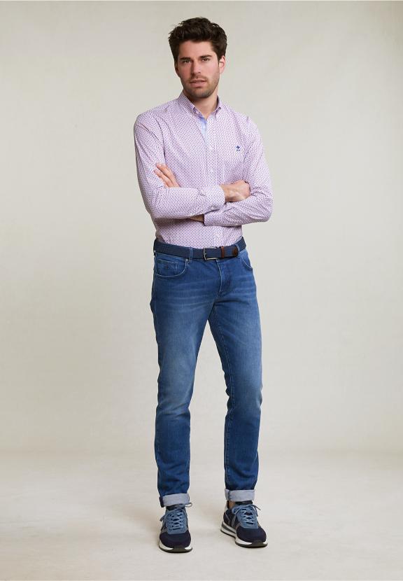 Custom Fit Fantasy Shirt Orange/Blue - Blanc