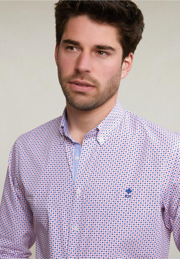 Custom Fit Fantasy Shirt Orange/Blue - Blanc