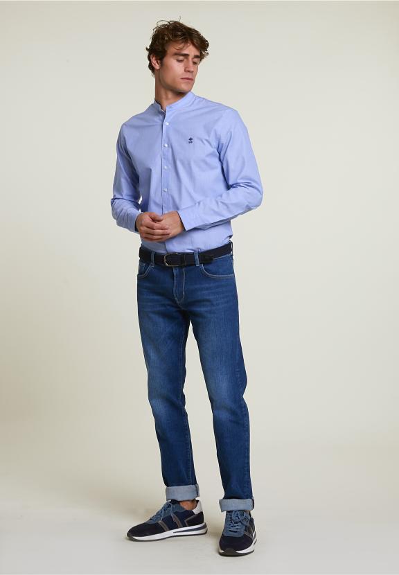 Slim Fit Uni Shirt Blue - Bleu