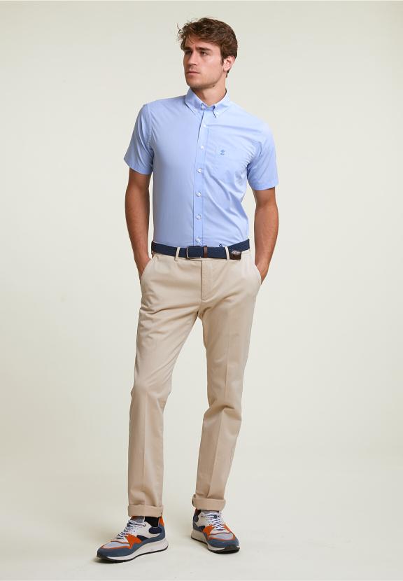 Custom Fit Uni Comfort Stretch Shirt Short Sleeves Blue - Mix