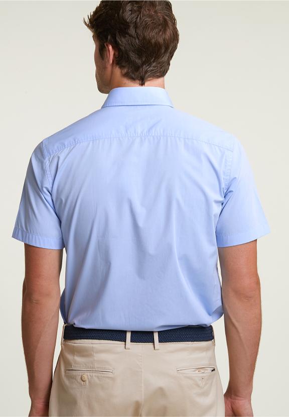 Custom Fit Uni Comfort Stretch Shirt Short Sleeves Blue - Mix