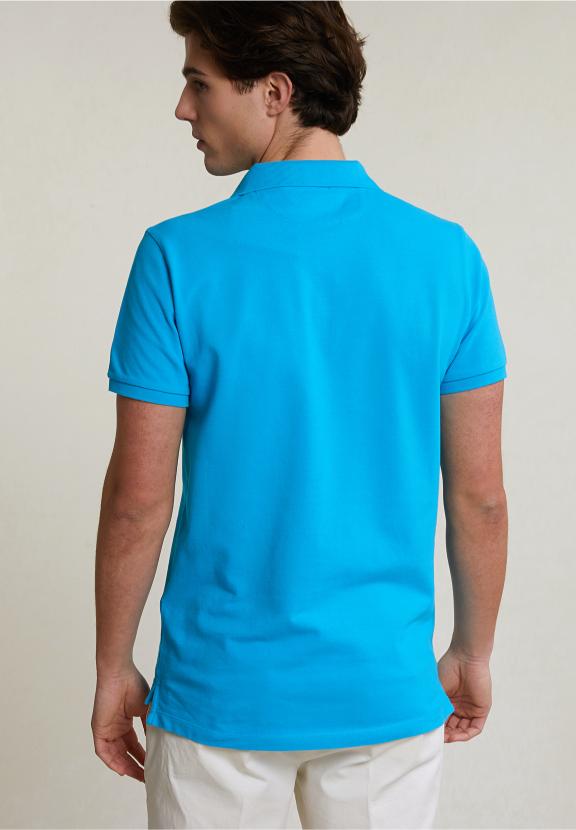 Custom Fit Basic Pima Cotton Polo Electric Blue - Bleu