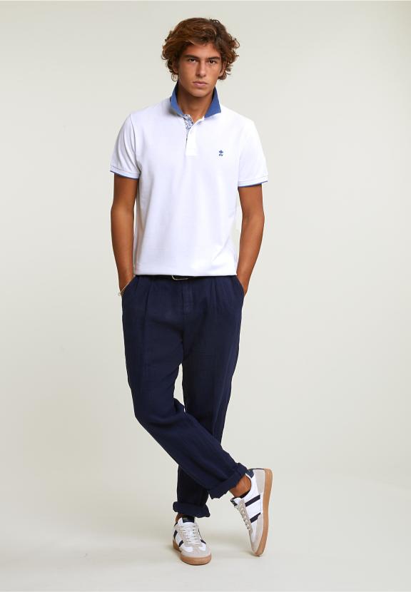 Custom Fit Fancy Cotton Polo White - Blanc