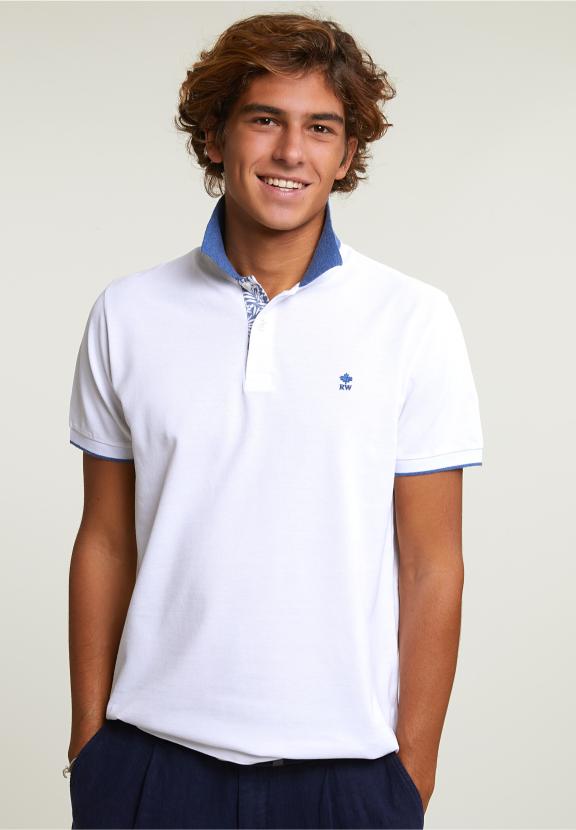 Custom Fit Fancy Cotton Polo White - Blanc