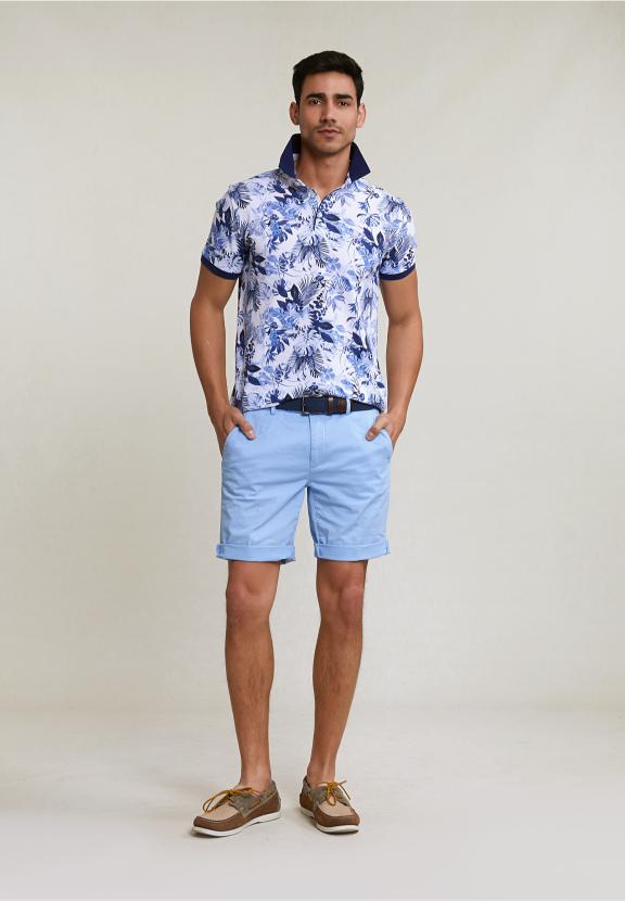 Custom Fit Floral Cotton Polo Off White - Blanc