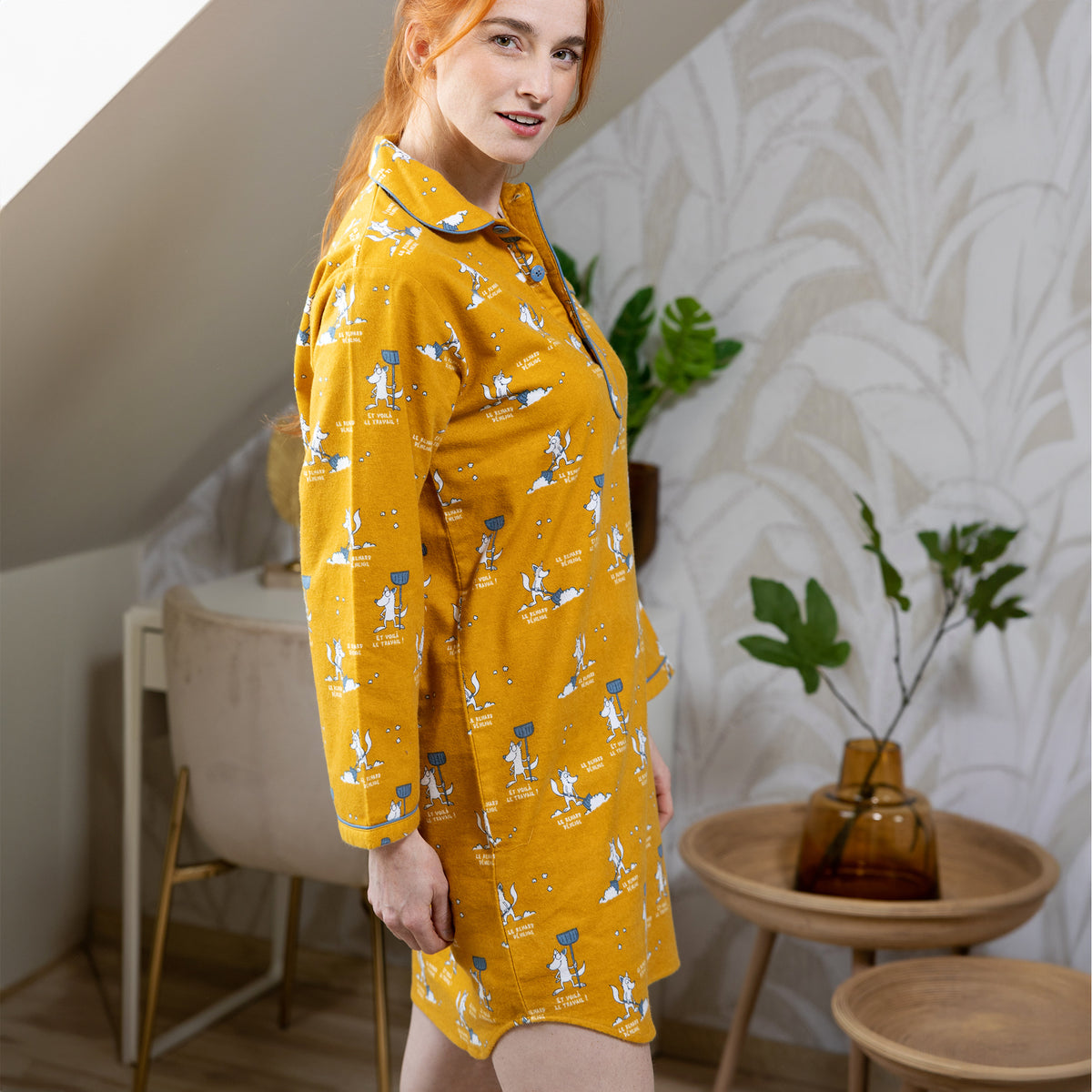 Nightdress Flannelle - Women  - Ocre