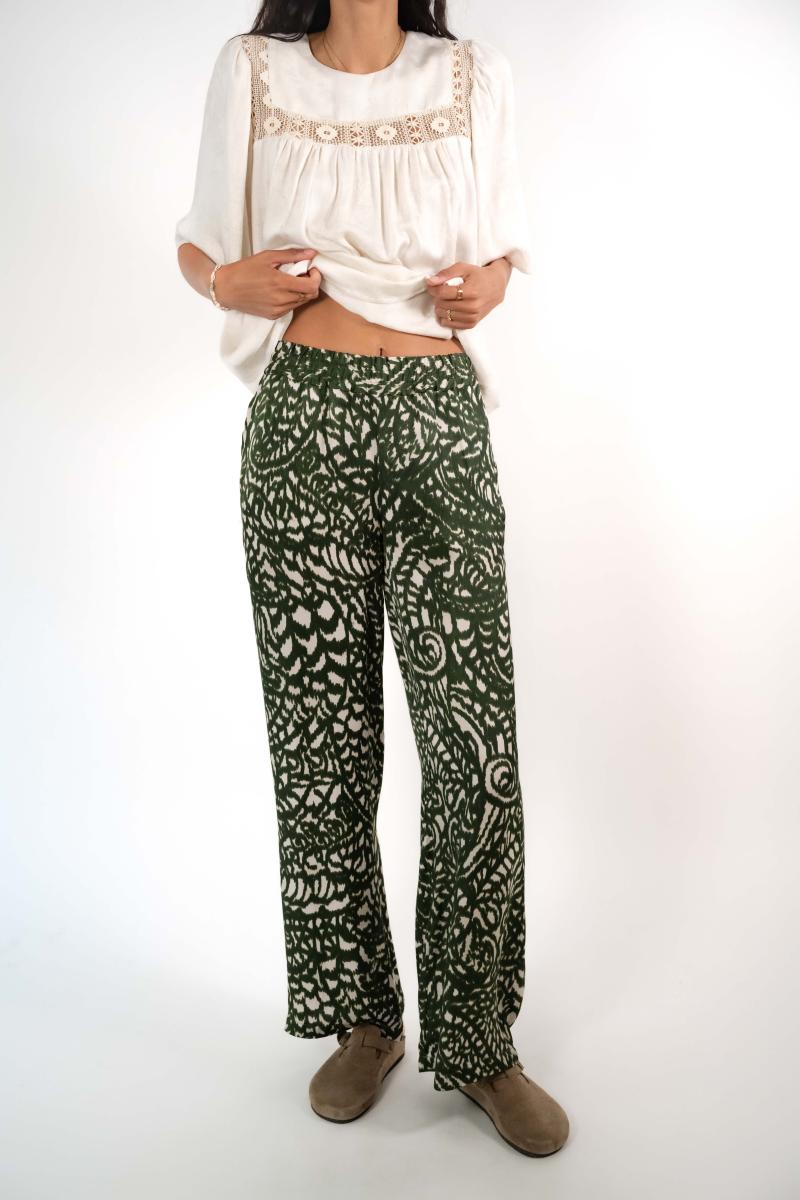 Pantalon - Seven - Khaki Flowers