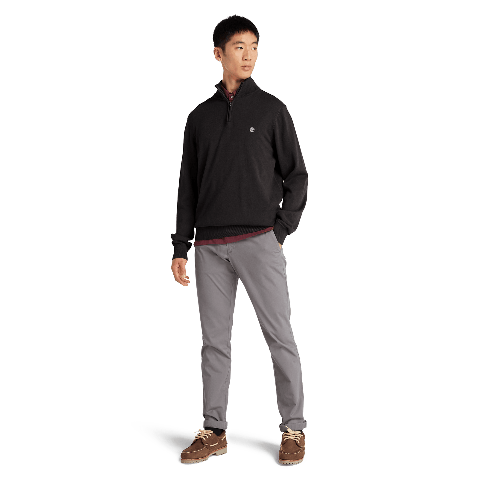 Williams River Cotton Yd 1/4 Zip Sweater Black