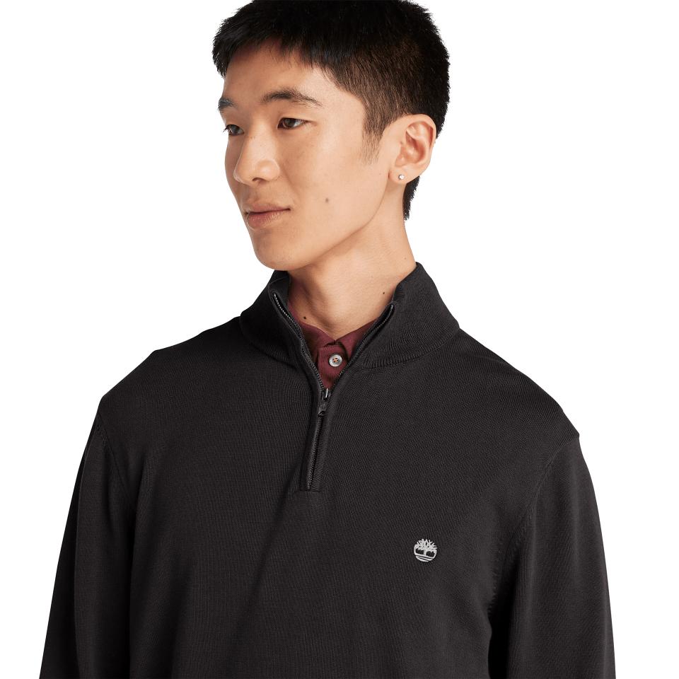 Williams River Cotton Yd 1/4 Zip Sweater Black