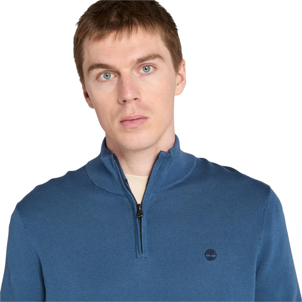 Williams River Cotton Yd 1/4 Zip Sweater Dark Denim