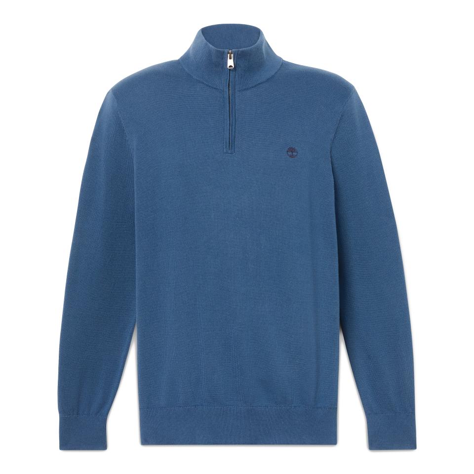 Williams River Cotton Yd 1/4 Zip Sweater Dark Denim