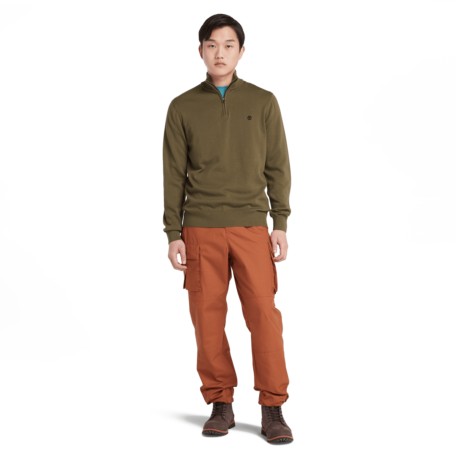 Williams River Cotton Yd 1/4 Zip Sweater Leaf Green