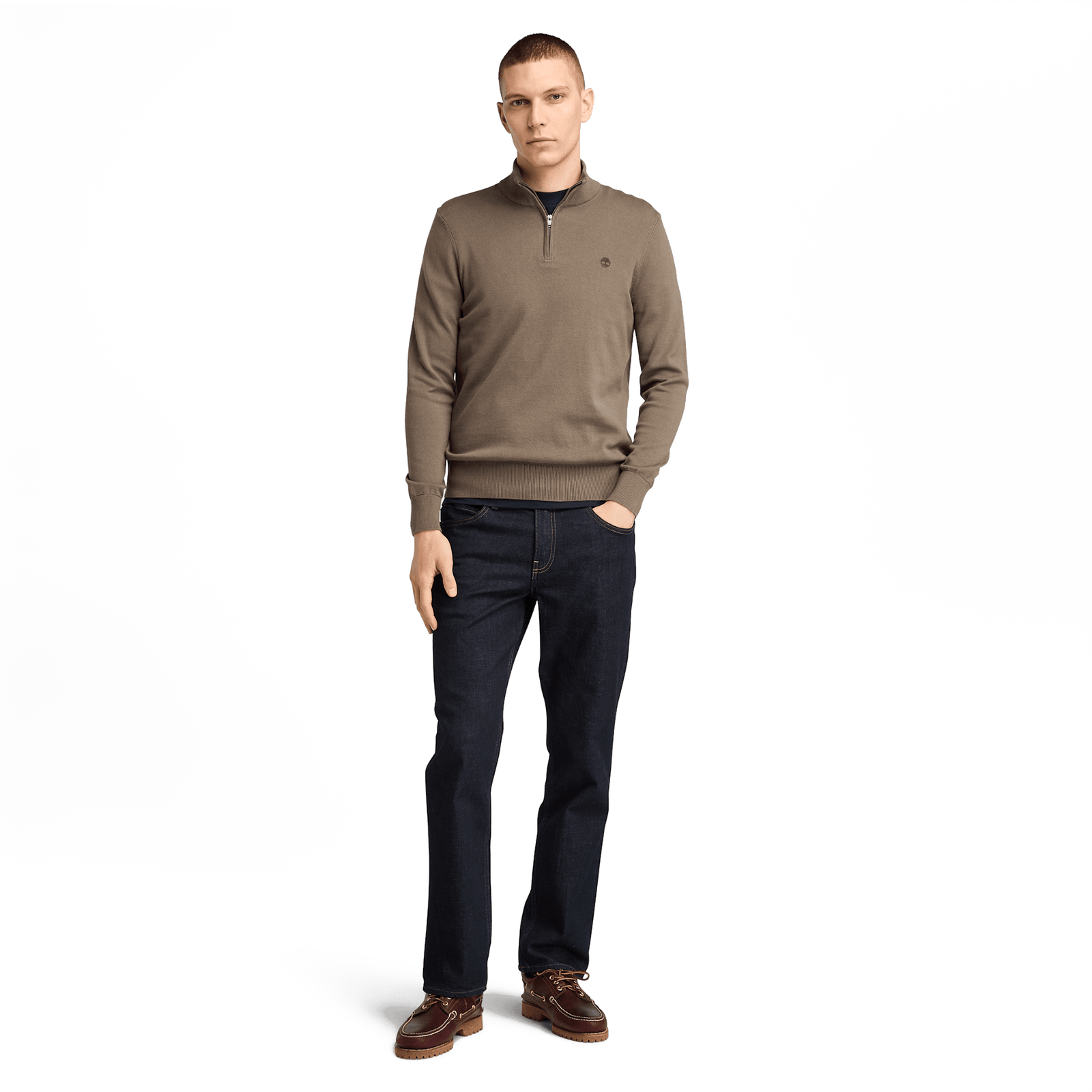 Williams River Cotton Yd 1/4 Zip Sweater Chocolate Chip