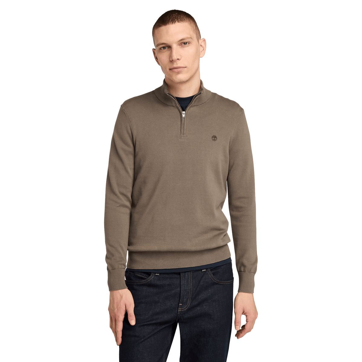 Williams River Cotton Yd 1/4 Zip Sweater Chocolate Chip