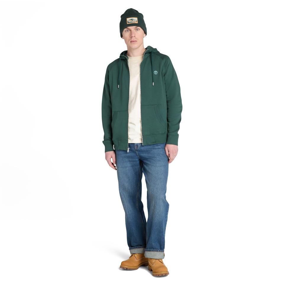 Exeter River Brushed Back Full Zip Hoodie Green Gables