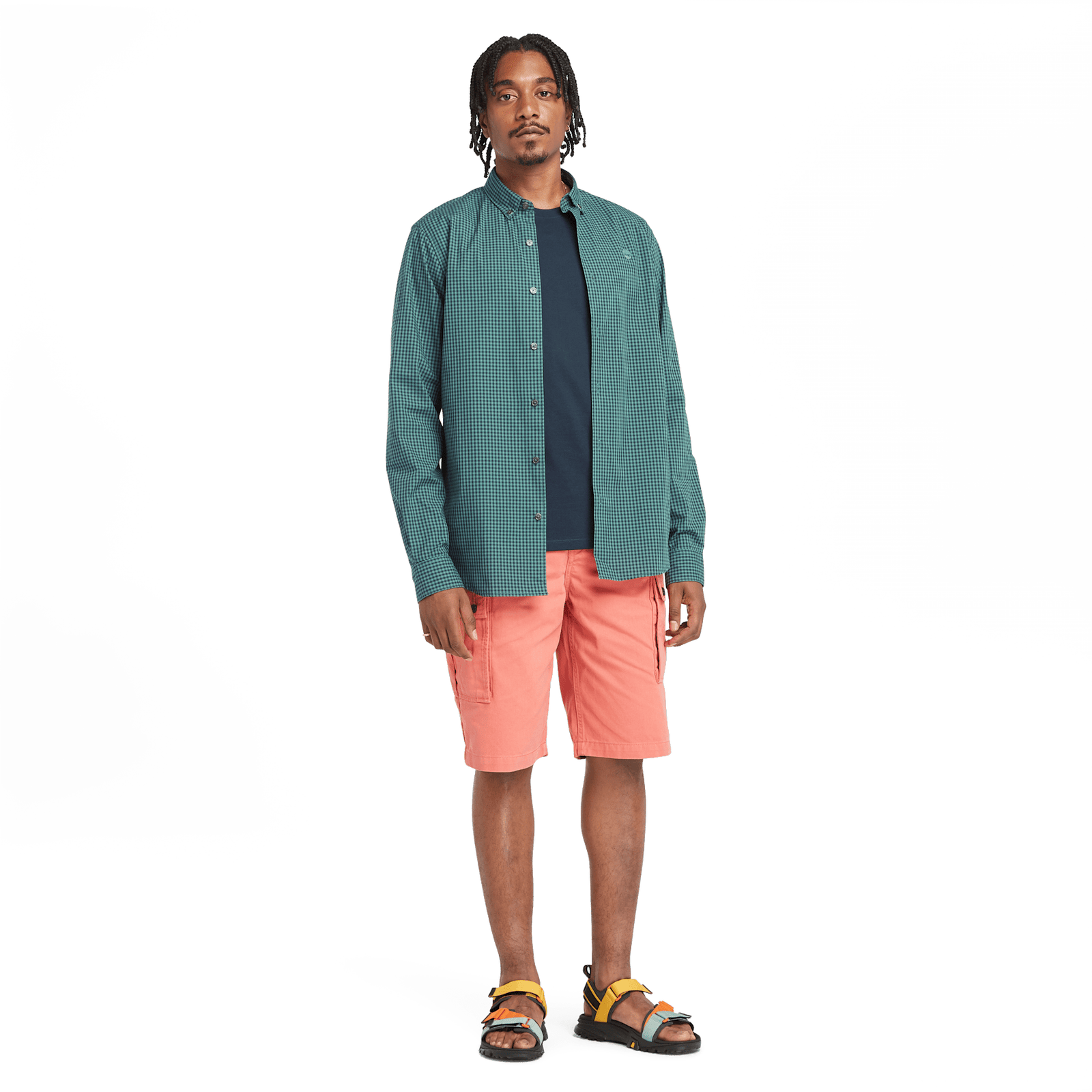 Micro Gingham Poplin Shirt Sea Pine Yd