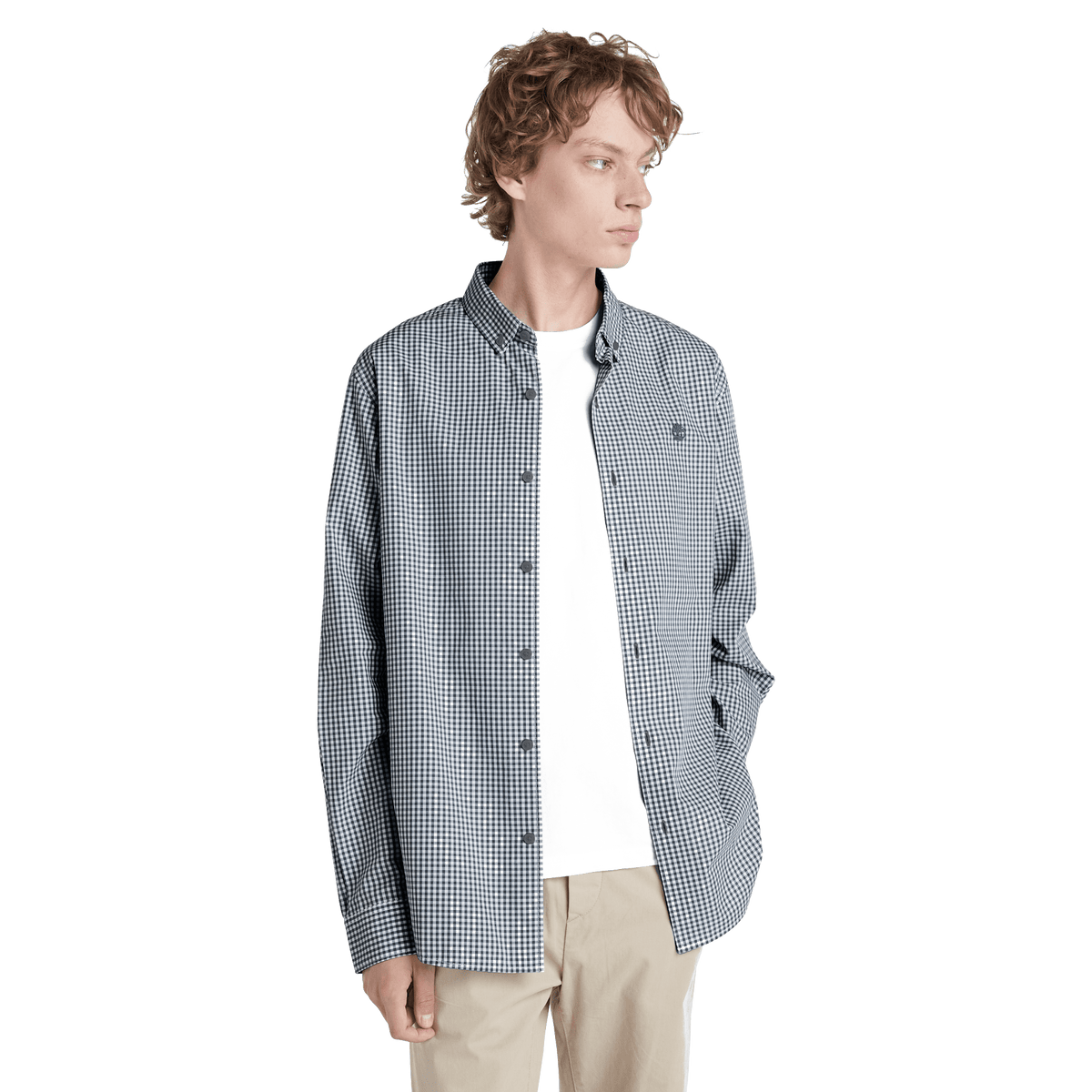 Micro Gingham Poplin Shirt Dark Denim Yd