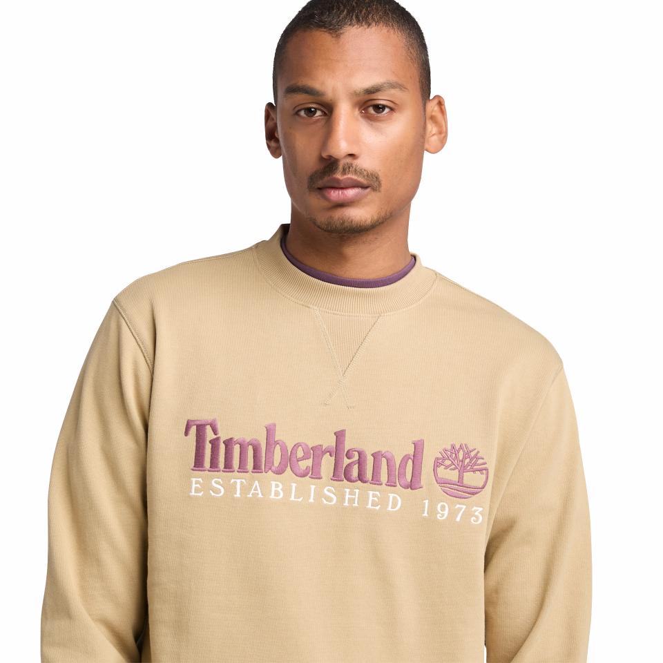 Established 1973 Embroidered Logo Crew Neck Sweatshirt Lemon Pepper