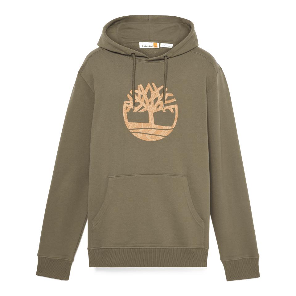 Kennebec River Front Camo Tree Logo Hoodie Leaf Green