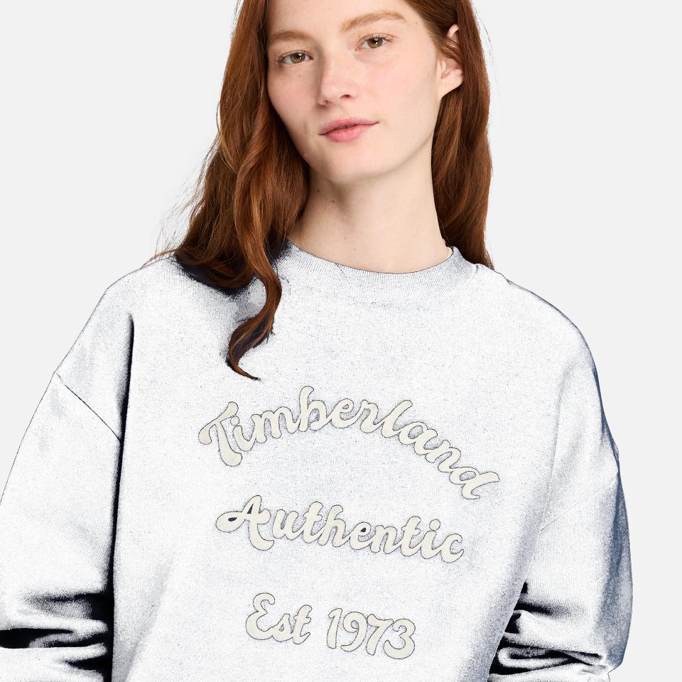 Brushed Back Chest Graphic Crew Sweatshi Dark Sapphire