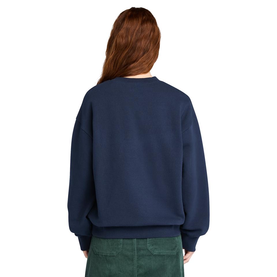 Brushed Back Chest Graphic Crew Sweatshi Dark Sapphire