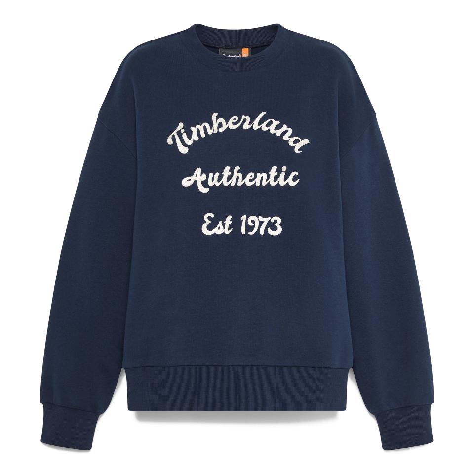 Brushed Back Chest Graphic Crew Sweatshi Dark Sapphire