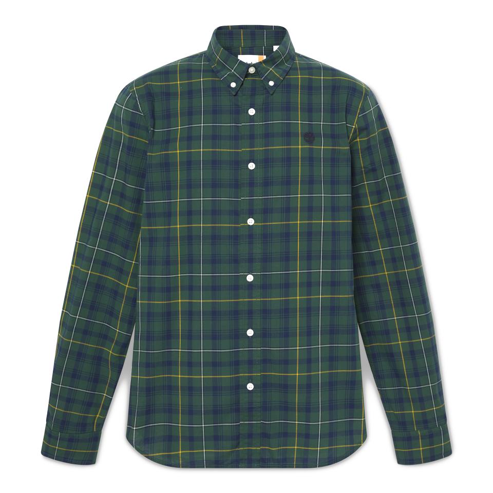Stretch Poplin Check Shirt Green Gables Yd