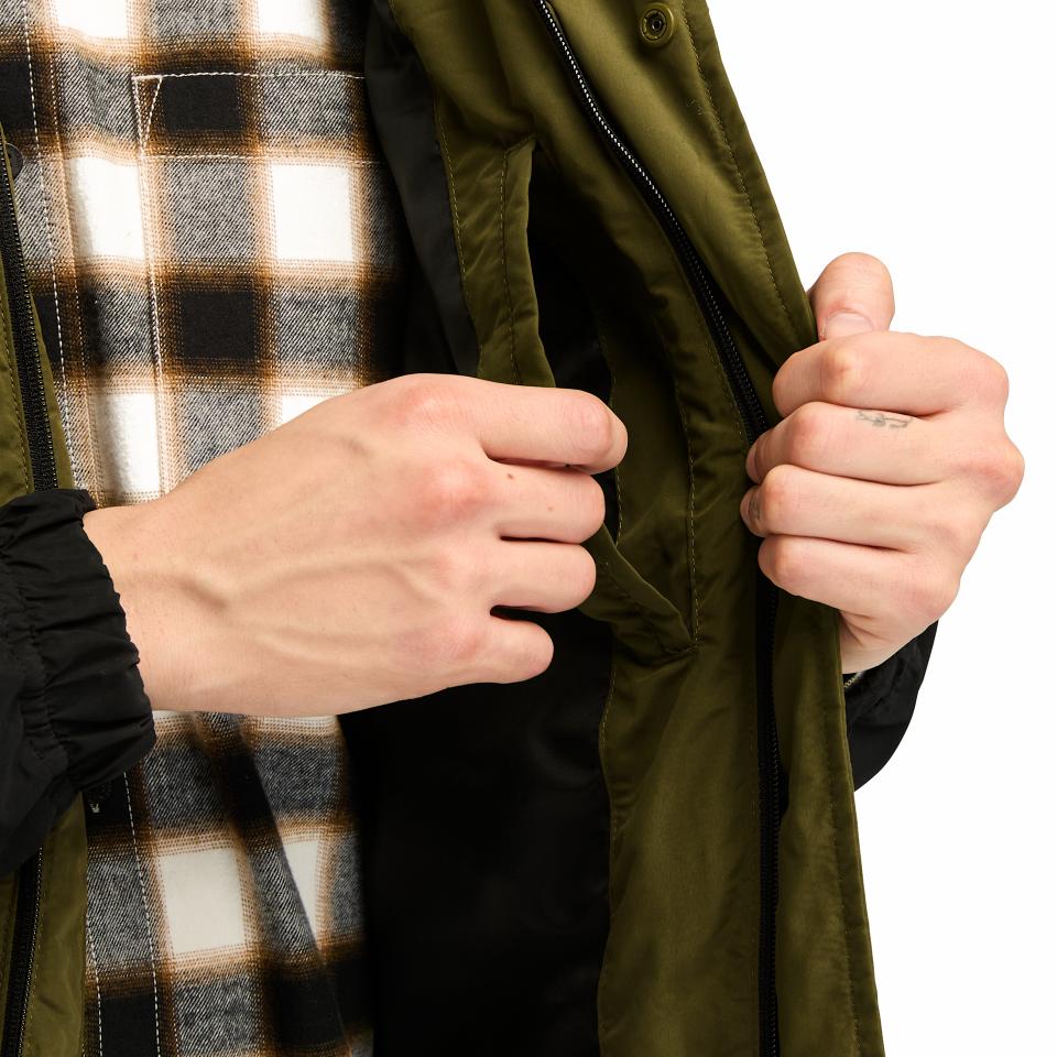 Puffer Hooded Jacket Dark Olive/Black