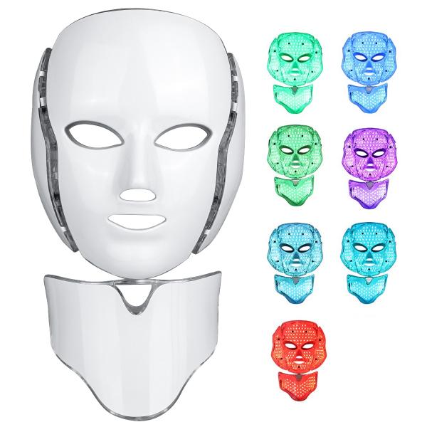 Masque Led Visage Luminotherapie 7 Couleurs - Blanc