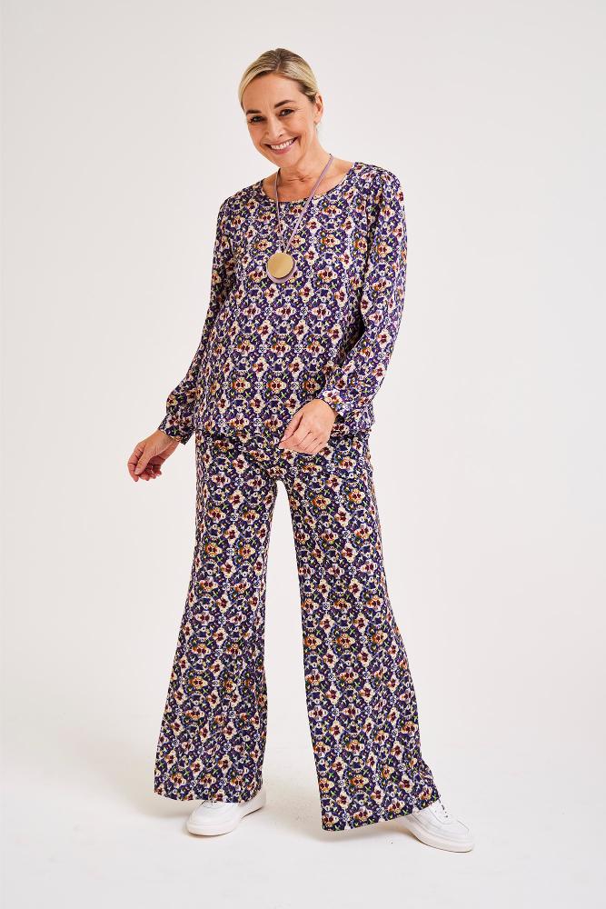 Améline - Pantalon Jersey - Cerella - Purple Coralites