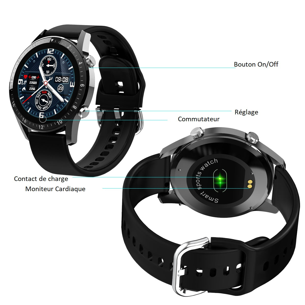 Montre Connectee  Multifonctions - Noir