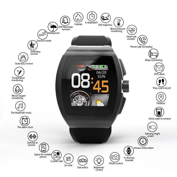 Montre Connectee  Multifonctions - Or/Noir