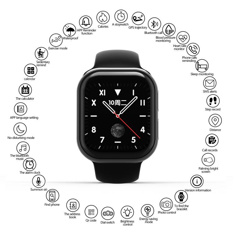 Montre Connectee  Multifonctions - Noir 
