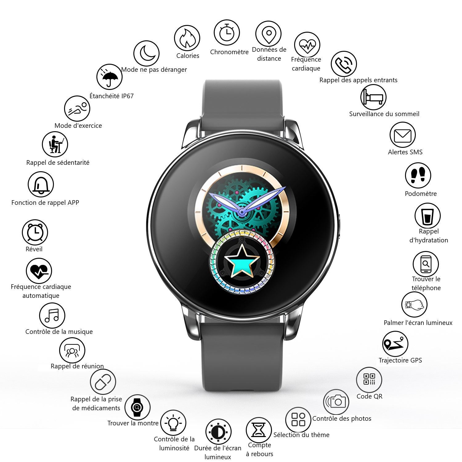 Montre Connectee Multifonctions - Grey