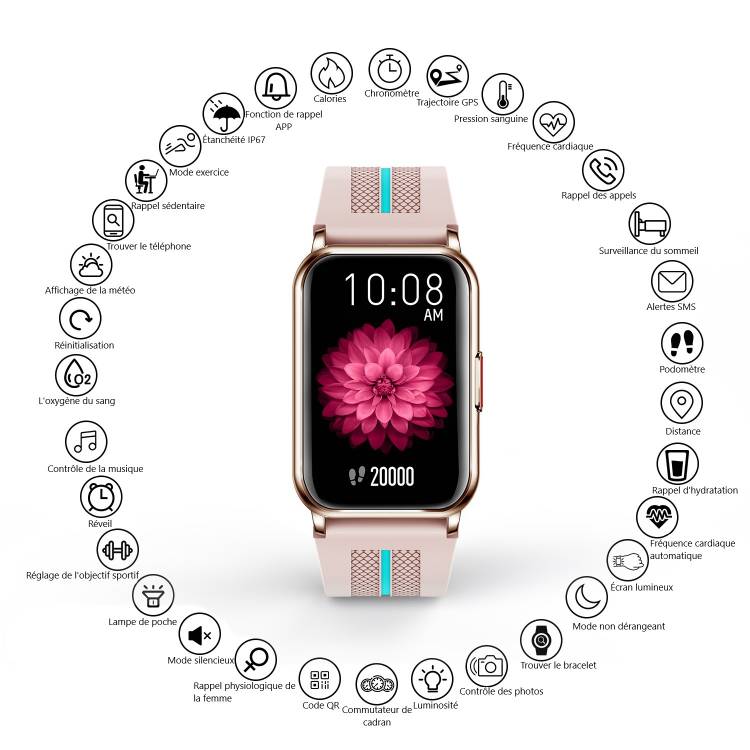 Montre Connectee Multifonctions - Rose