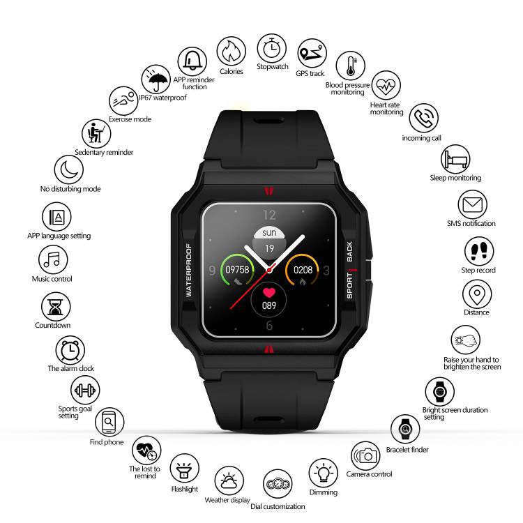 Montre Connectee Multifonctions - Noir 