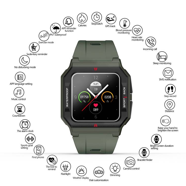 Montre Connectee Multifonctions - Vert