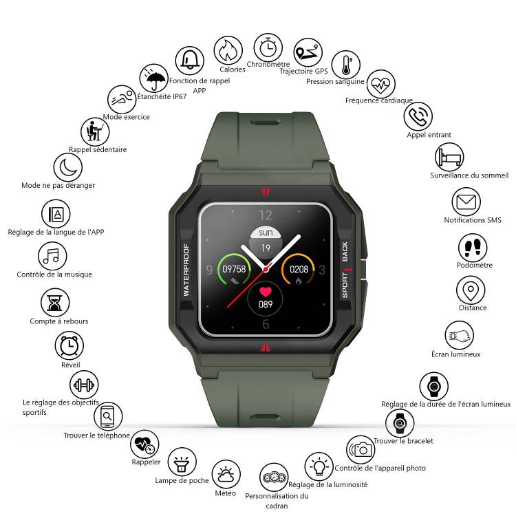 Montre Connectee Multifonctions - Vert