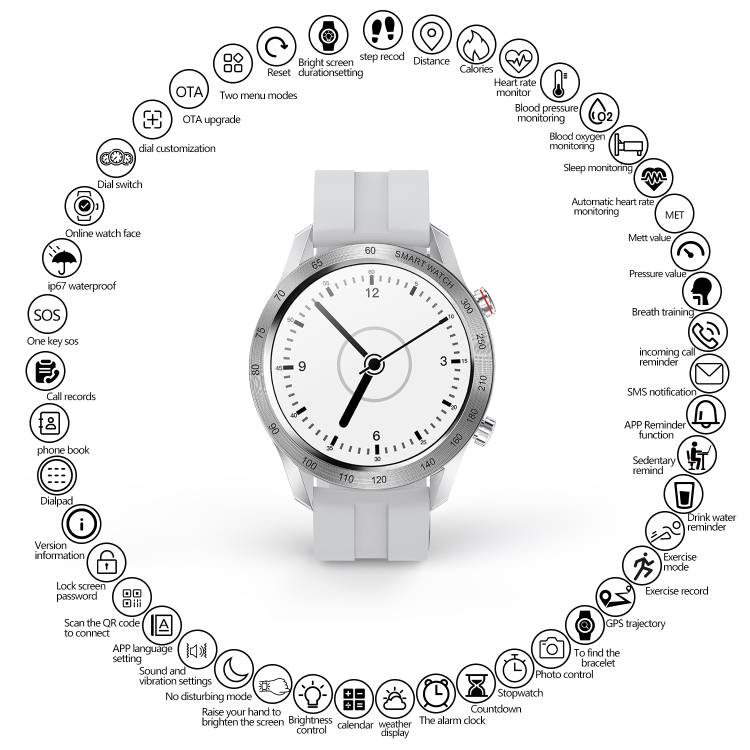Montre Connectee Multifonctions - Gris