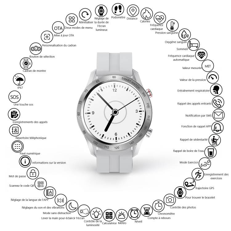 Montre Connectee Multifonctions - Gris