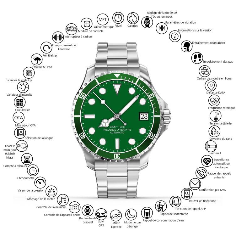 Montre Connectee Multifonctions - Argent