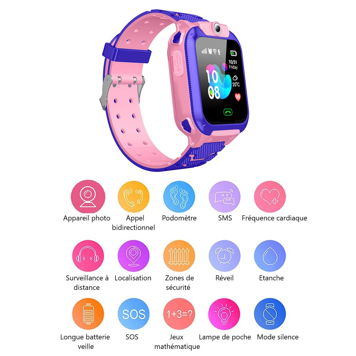 Montre Connectee Multifonctions - Rose