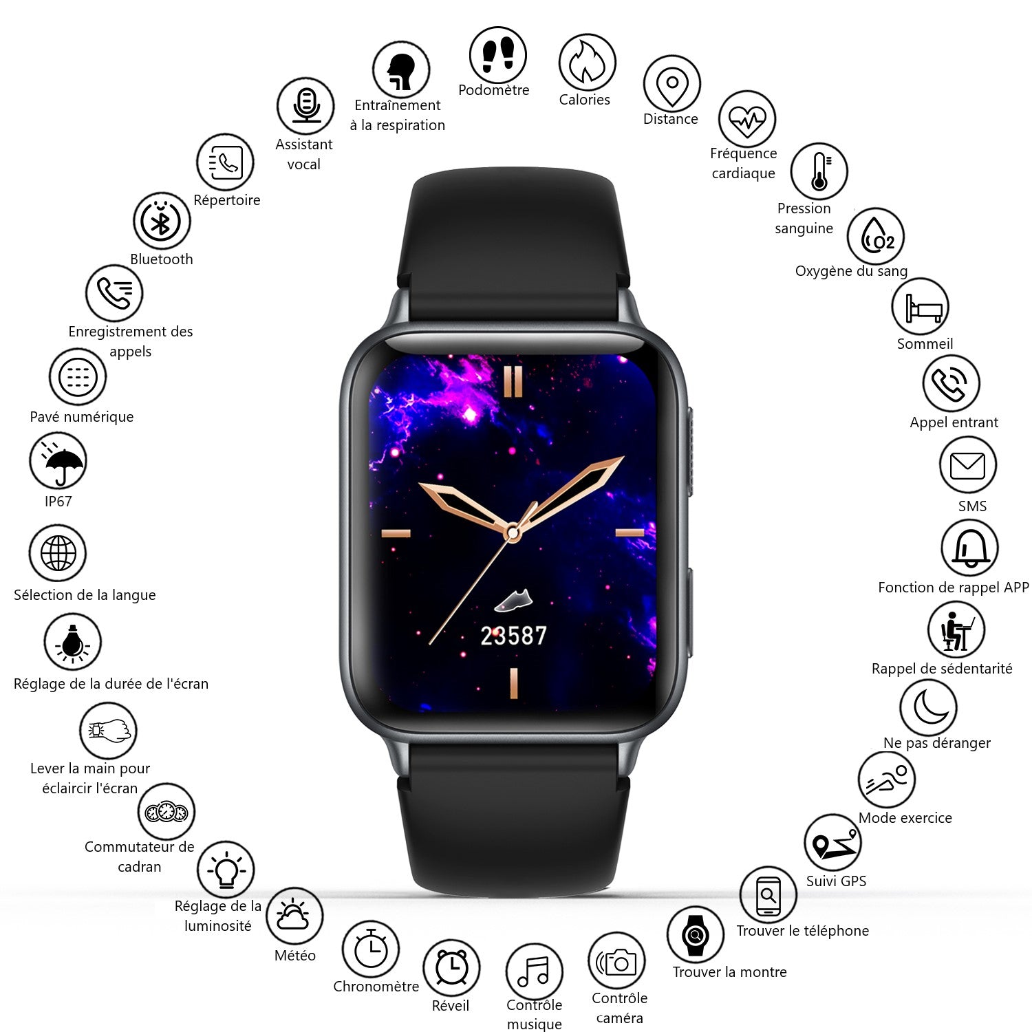 Montre Connectee Multifonctions - Noir