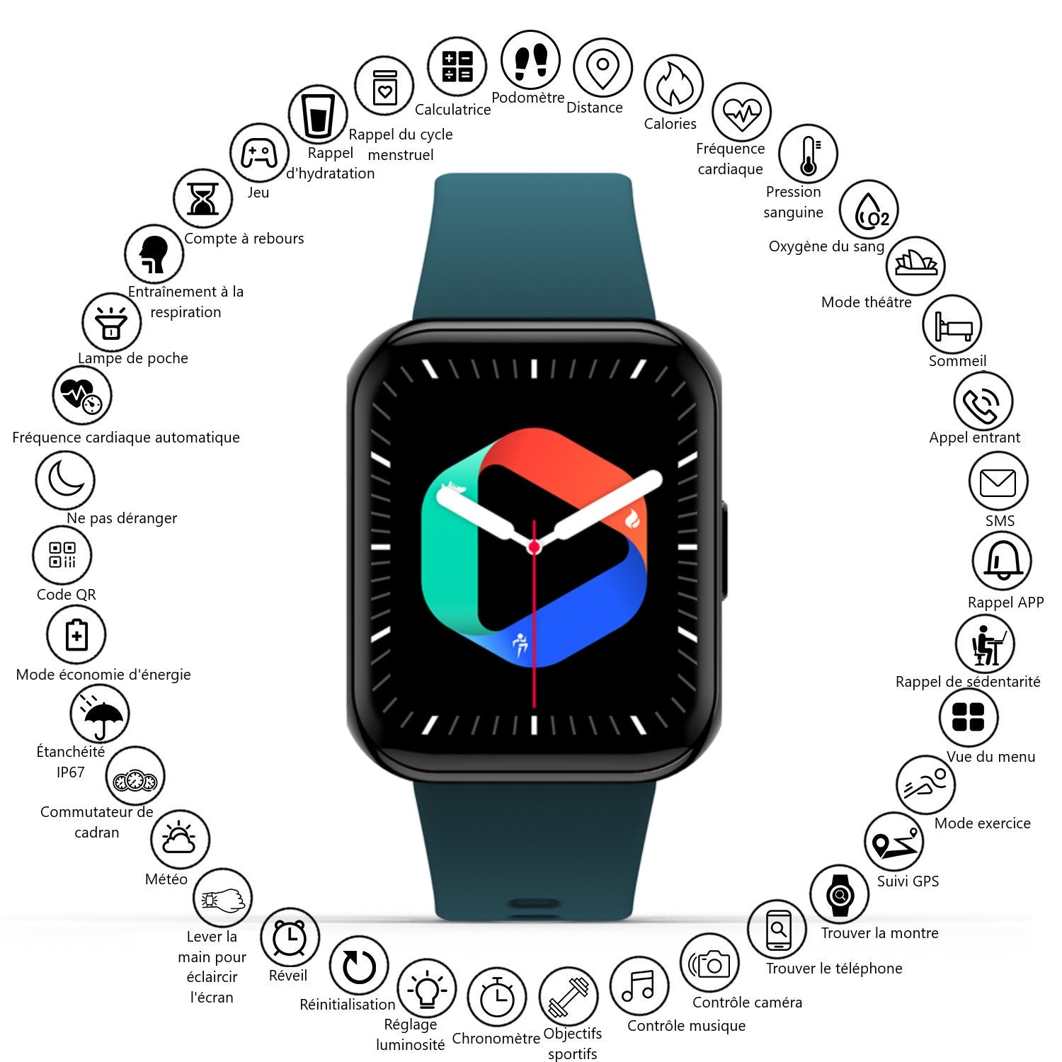 Montre Connectee Multifonctions - Vert