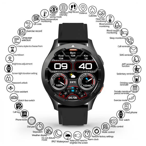 Montre Connectee  Multifonctions - Noir