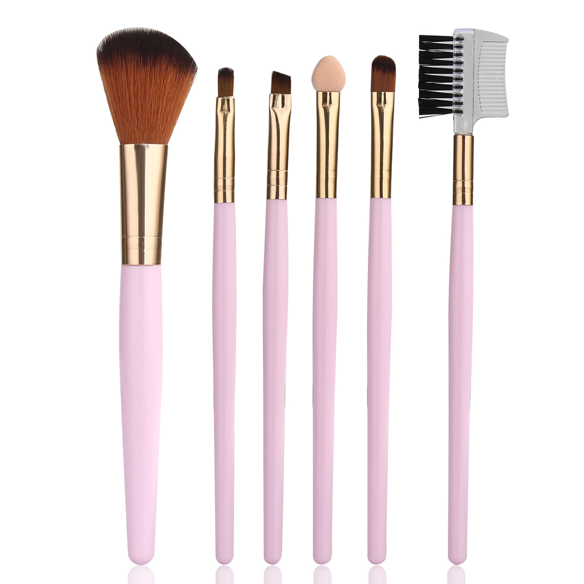 Set Van 6 Make-Up Kwasten - Roze